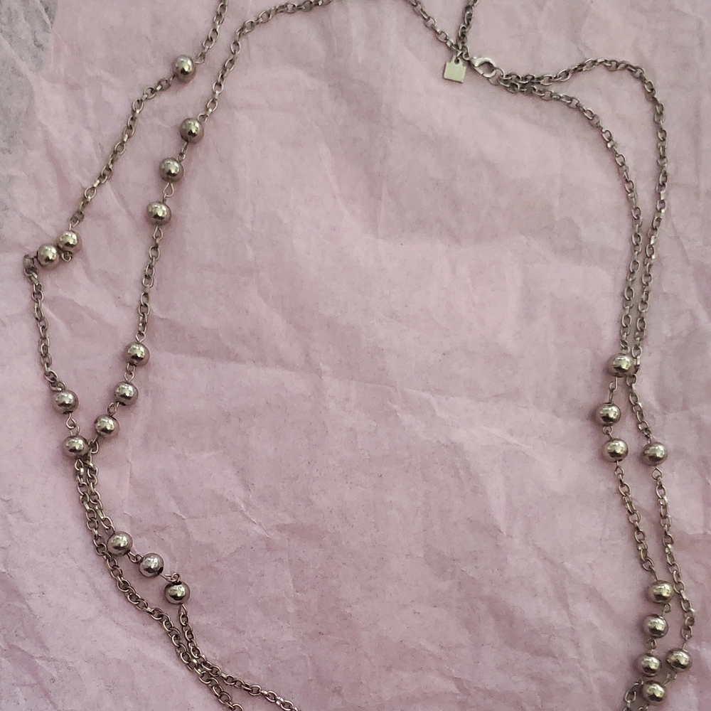 Vintage Banana Republic Silver Tone Beaded Necklace